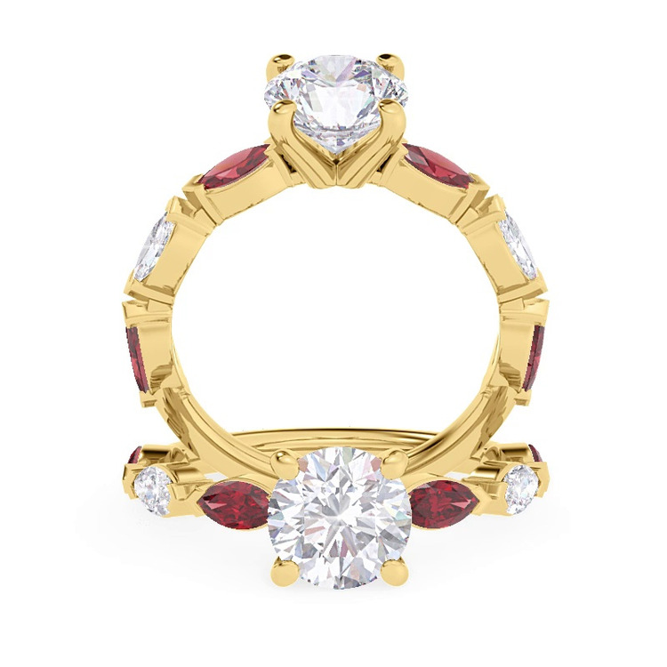 360 degree view of Adamina Ruby And Diamond Engagement ring