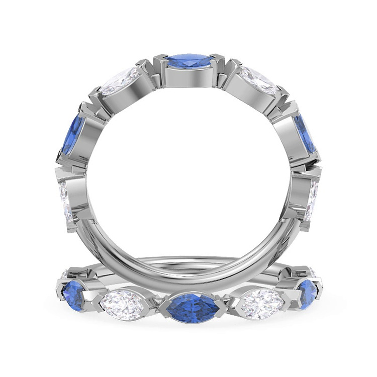 360 degree view of Astro Diamond And Sapphire Band