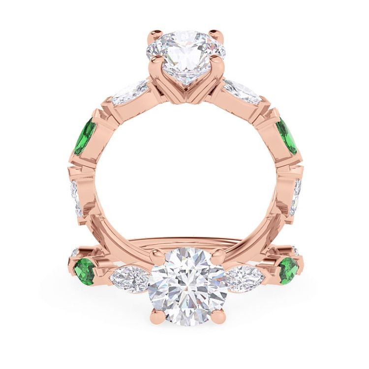 360 degree view of Viridi Diamond And Emerald Engagement Ring