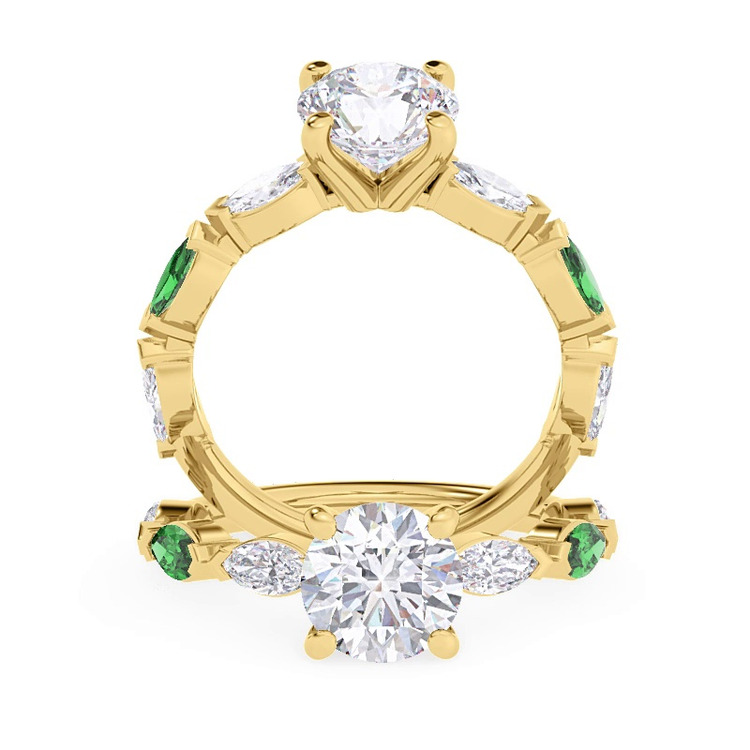 360 degree view of Viridi Diamond And Emerald Engagement Ring