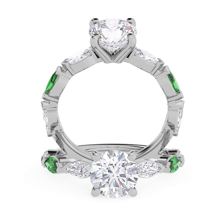 360 degree view of Viridi Diamond And Emerald Engagement Ring