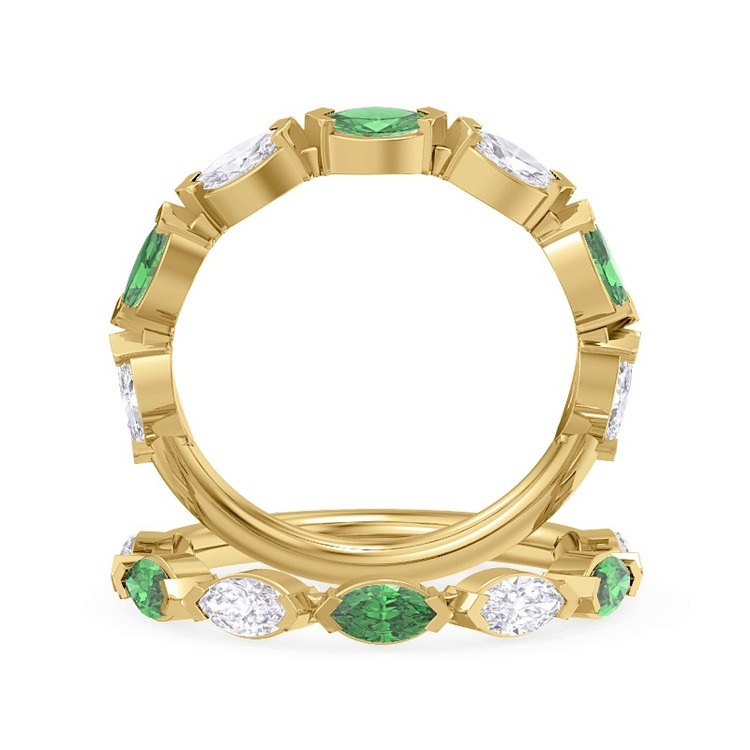 360 degree view of Viridi Diamond And Emerald Band