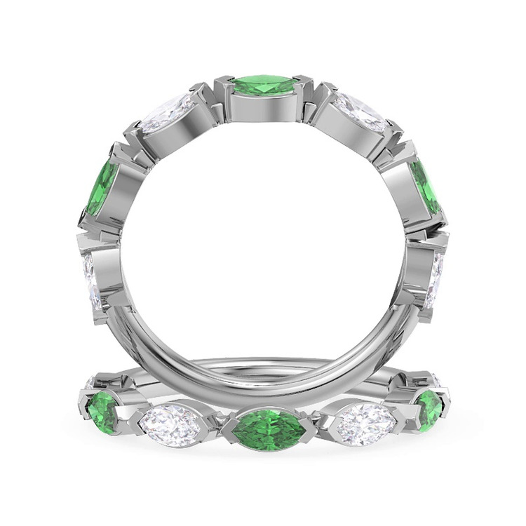 360 degree view of Viridi Diamond And Emerald Band