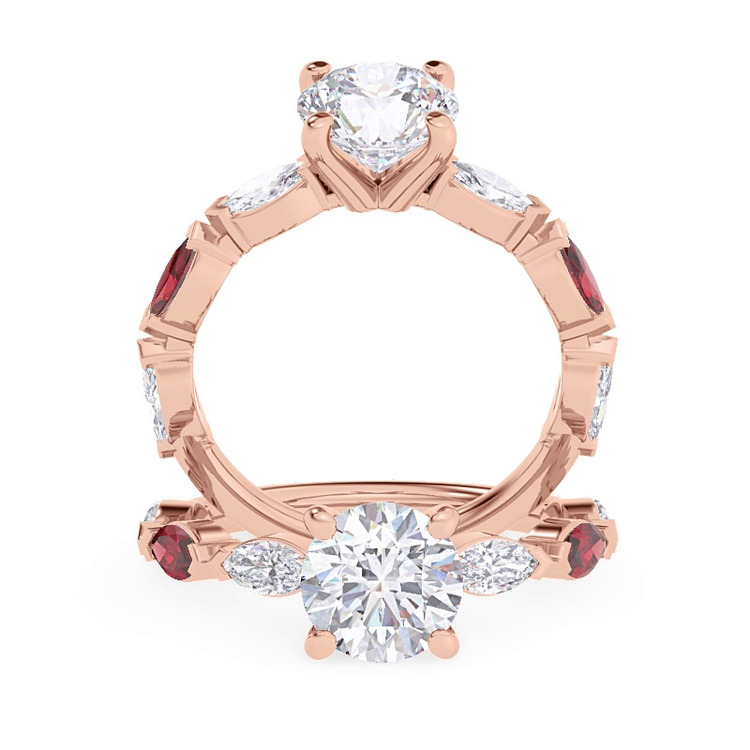 360 degree view of Cherry Diamond and Ruby Engagement Ring