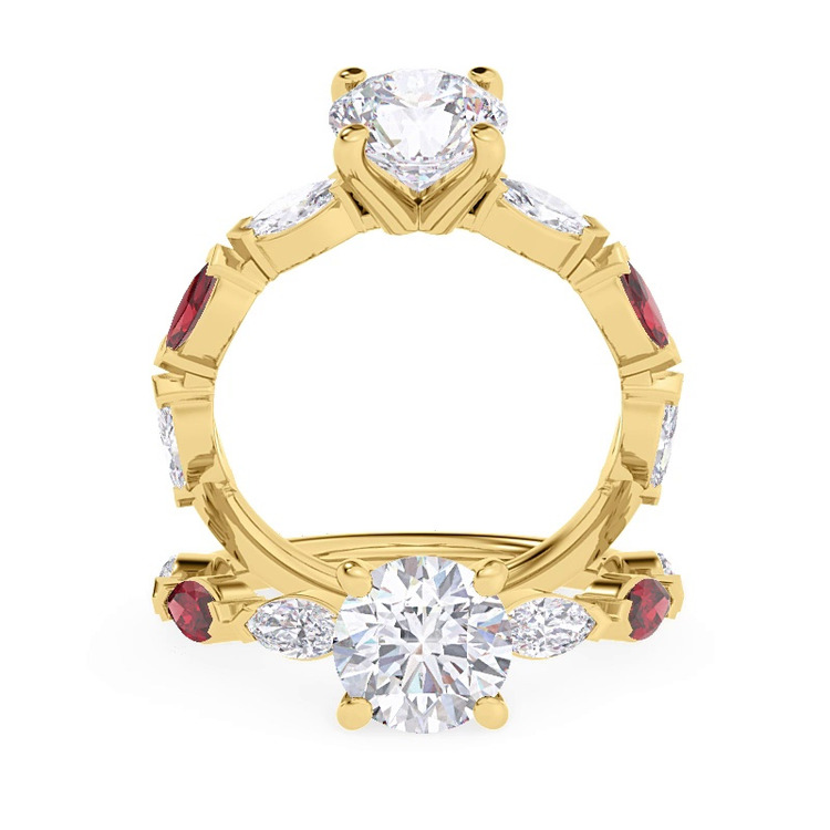 360 degree view of Cherry Diamond and Ruby Engagement Ring