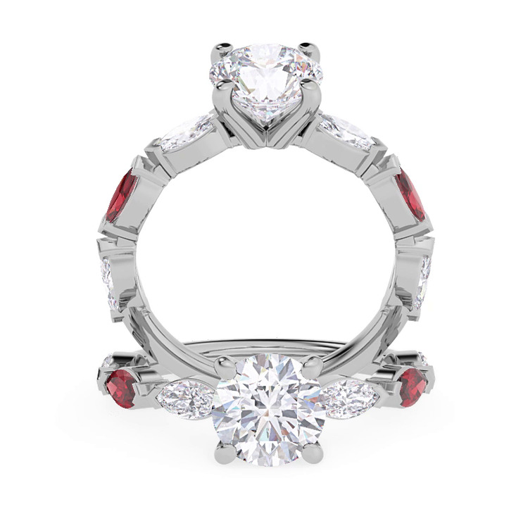 360 degree view of Cherry Diamond and Ruby Engagement Ring