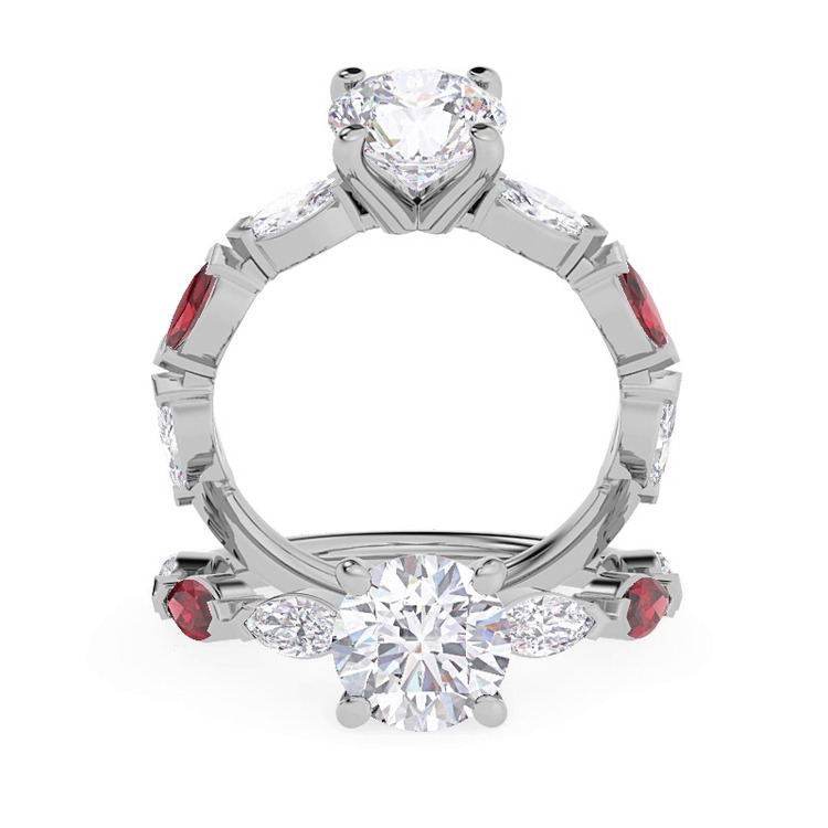360 degree view of Cherry Diamond and Ruby Engagement Ring