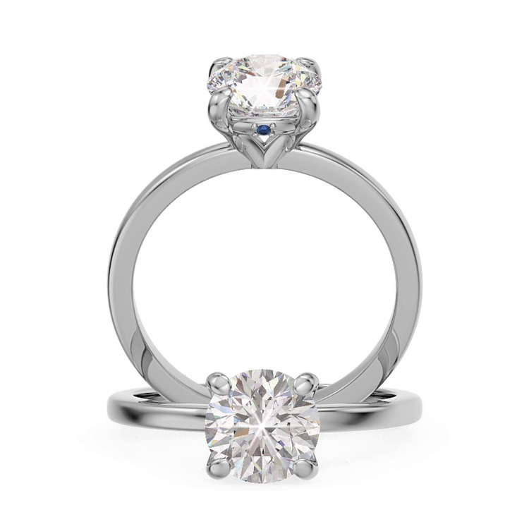 360 degree view of Solo Sapphire Accent Solitaire Engagement Ring