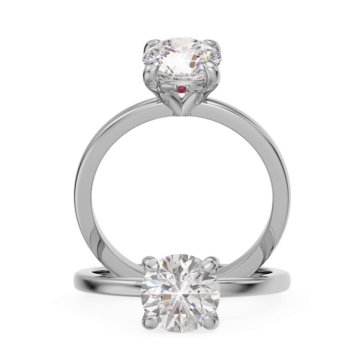 360 degree view of Solo Ruby Accent Solitaire Engagement Ring