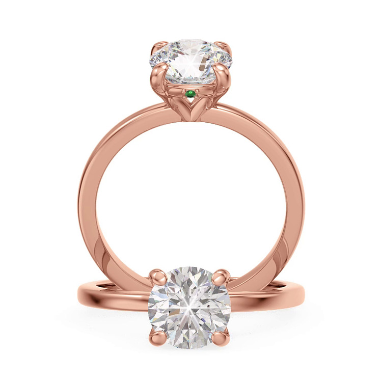 360 degree view of Solo Emerald Accent Solitaire Engagement Ring