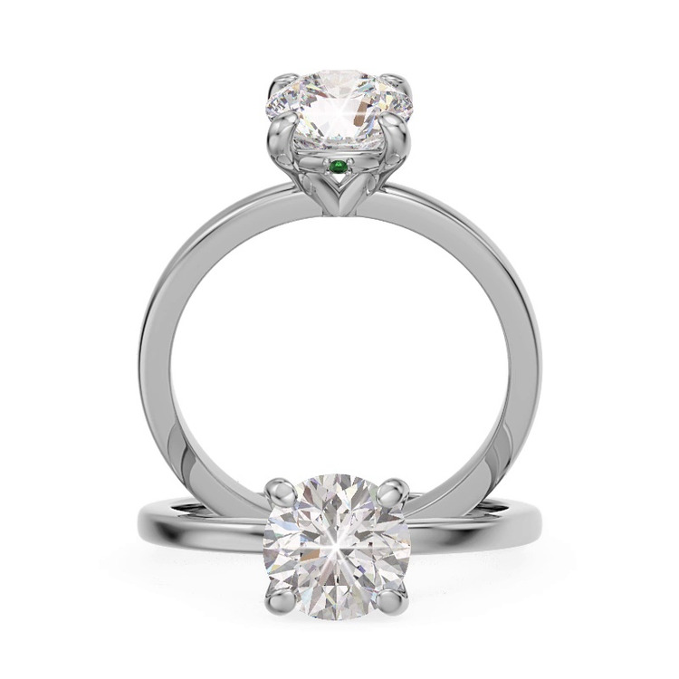 360 degree view of Solo Emerald Accent Solitaire Engagement Ring