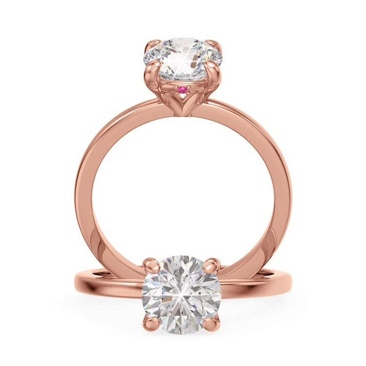 360 degree view of Solo Pink Sapphire Accent Solitaire Engagement Ring