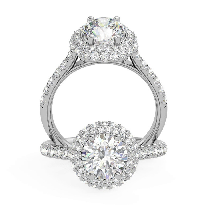 360 degree view of Leoni Double Halo Engagement Ring
