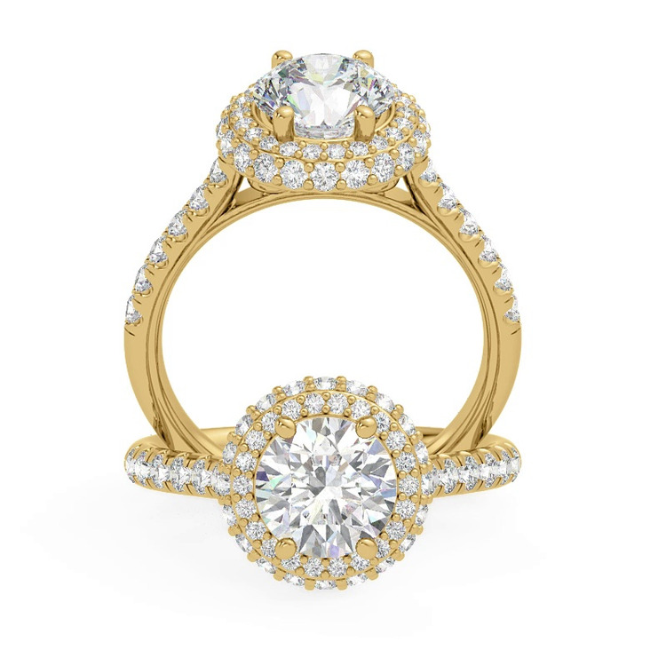 360 degree view of Leoni Double Halo Engagement Ring
