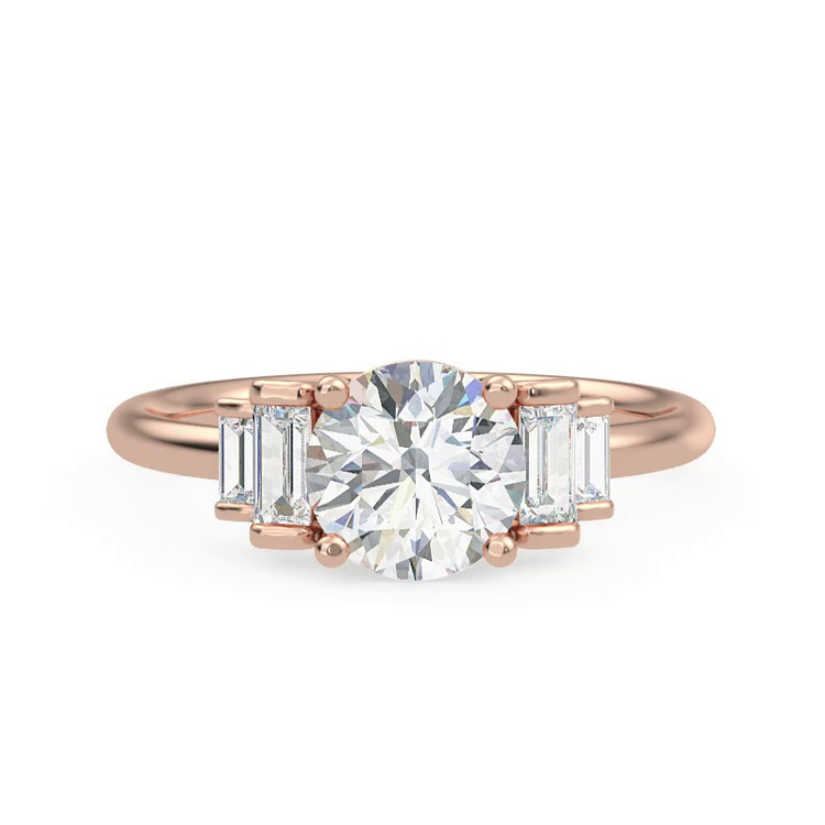 360 degree view of Aya Graduated Straight Baguette Engagement Ring