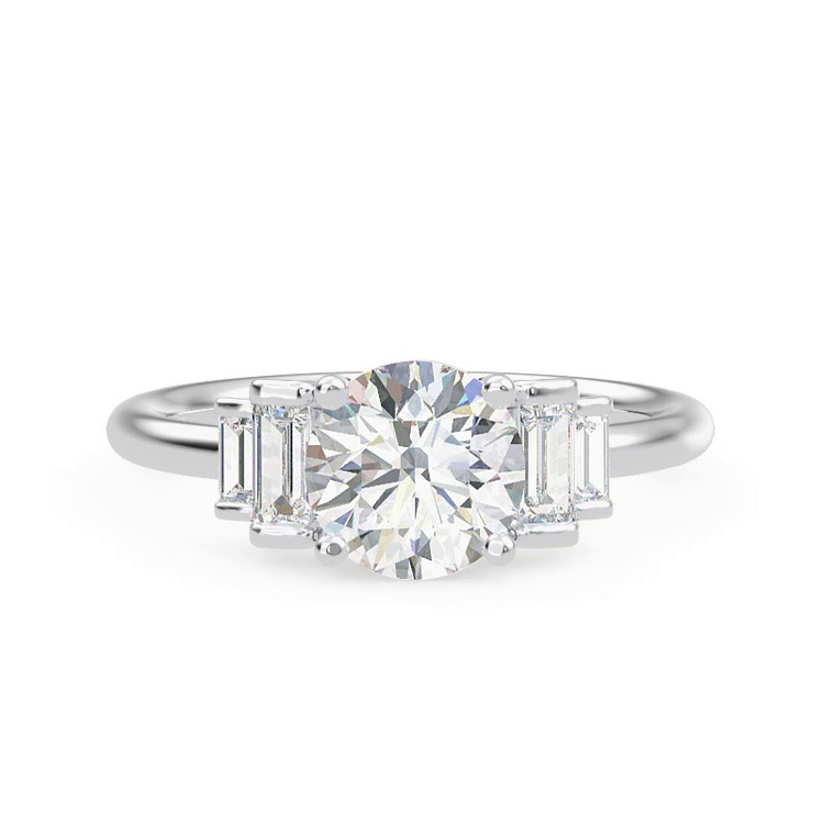 360 degree view of Aya Graduated Straight Baguette Engagement Ring