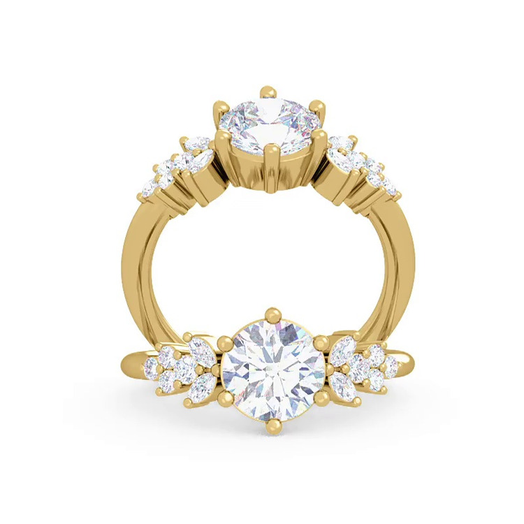 360 degree view of Dee Marquise And Round Diamond Cluster Engagement Ring