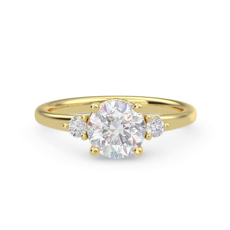 360 degree view of Stacy Petite Three-Stone Hidden Halo Engagement Ring
