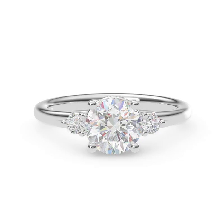 360 degree view of Stacy Petite Three-Stone Hidden Halo Engagement Ring