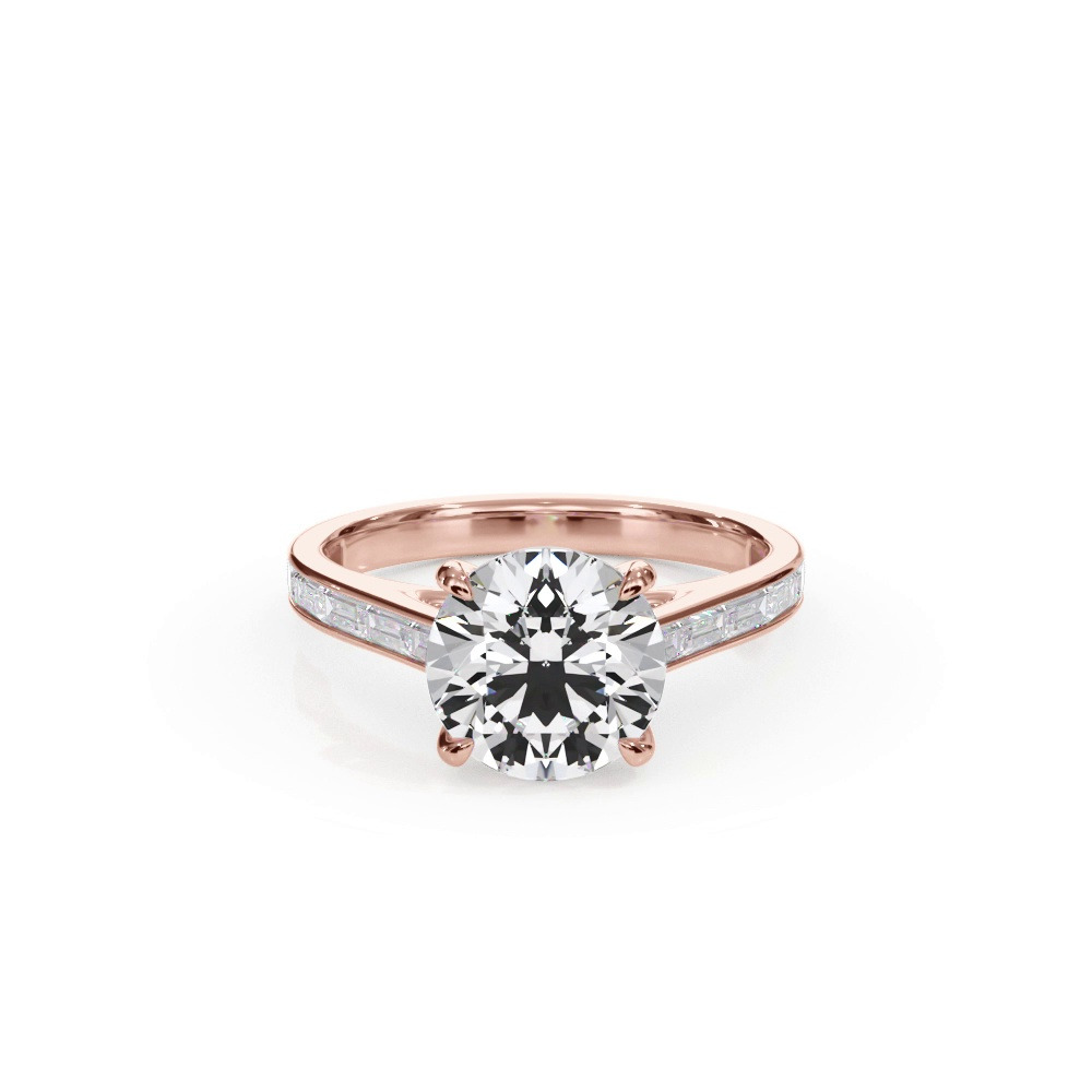 360 degree view of Bellora Channel-Set Lab Baguette Cathedral Engagement Ring
