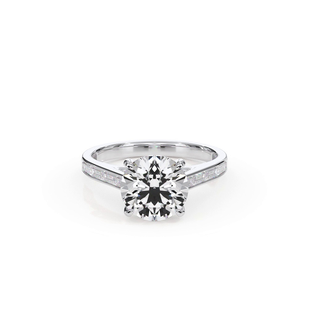 360 degree view of Bellora Channel-Set Lab Baguette Cathedral Engagement Ring