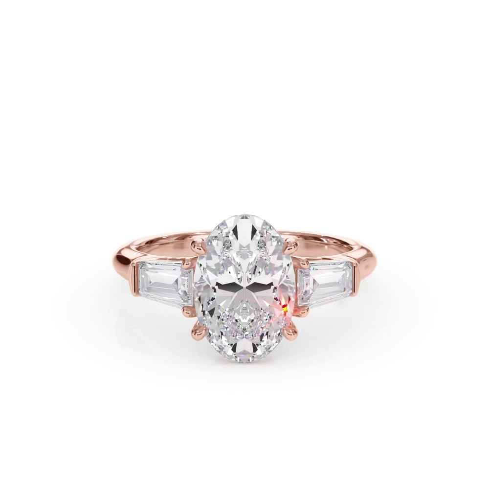 360 degree view of Bellora Grand Tapered Lab Baguette Engagement Ring