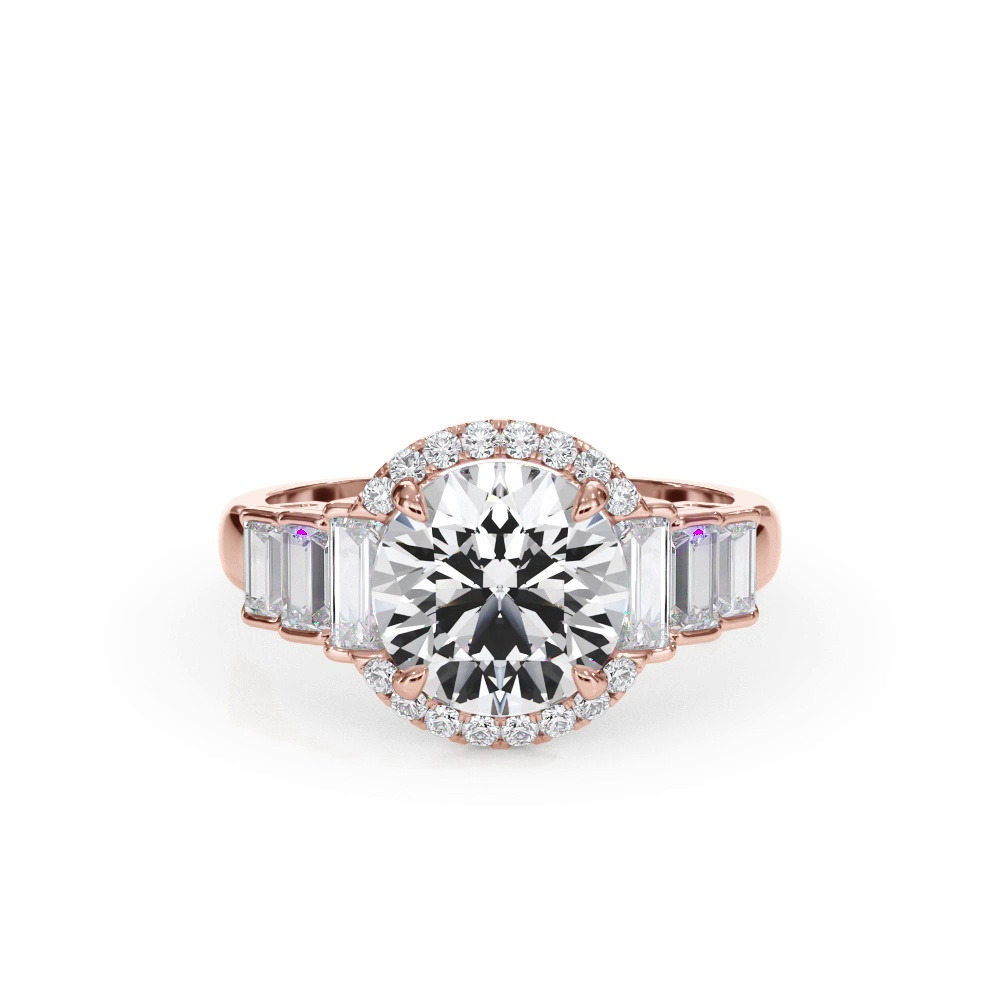 360 degree view of Brillara Graduated Lab Baguette Engagement Ring
