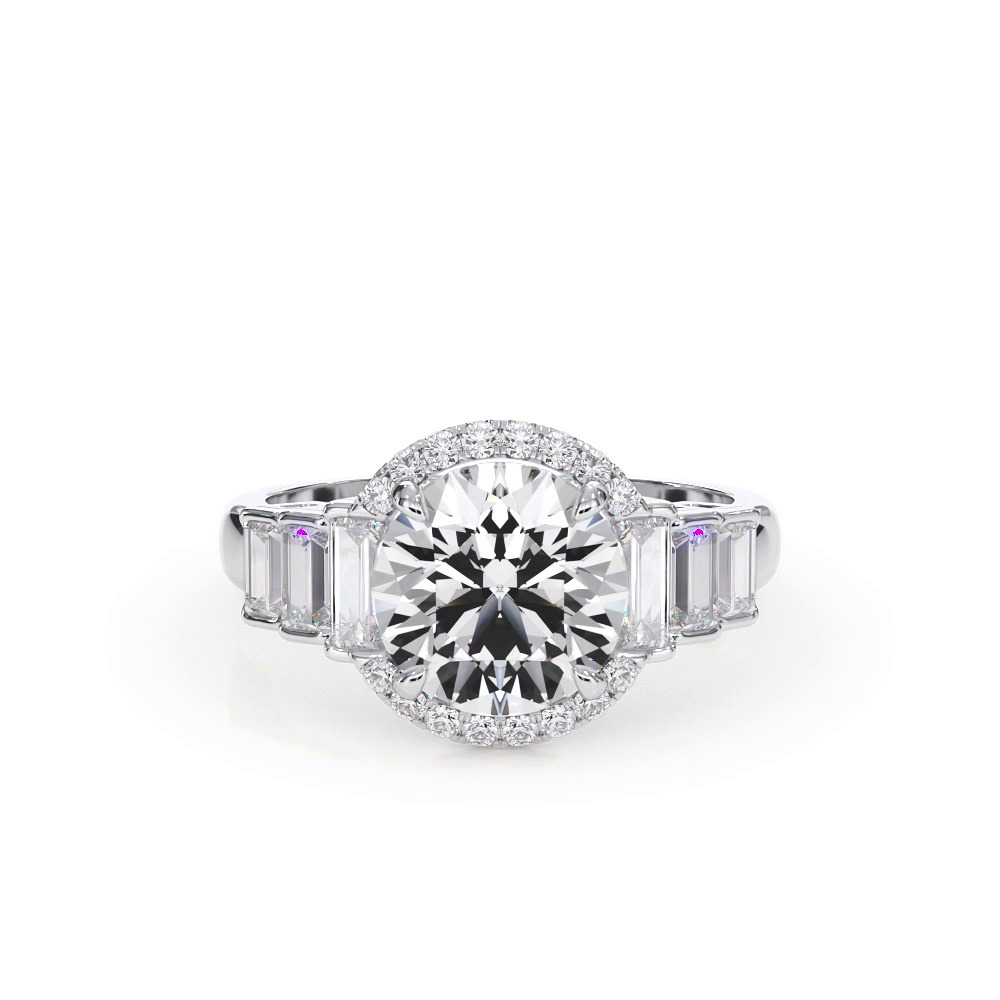 360 degree view of Brillara Graduated Lab Baguette Engagement Ring