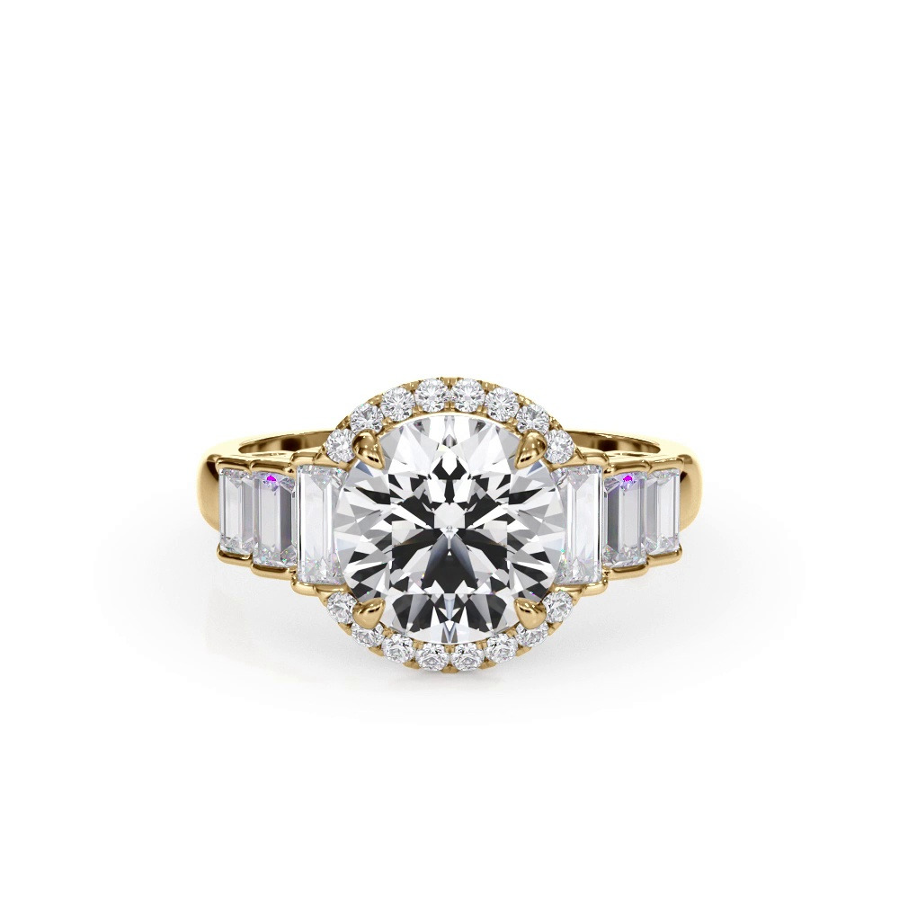 360 degree view of Brillara Graduated Lab Baguette Engagement Ring