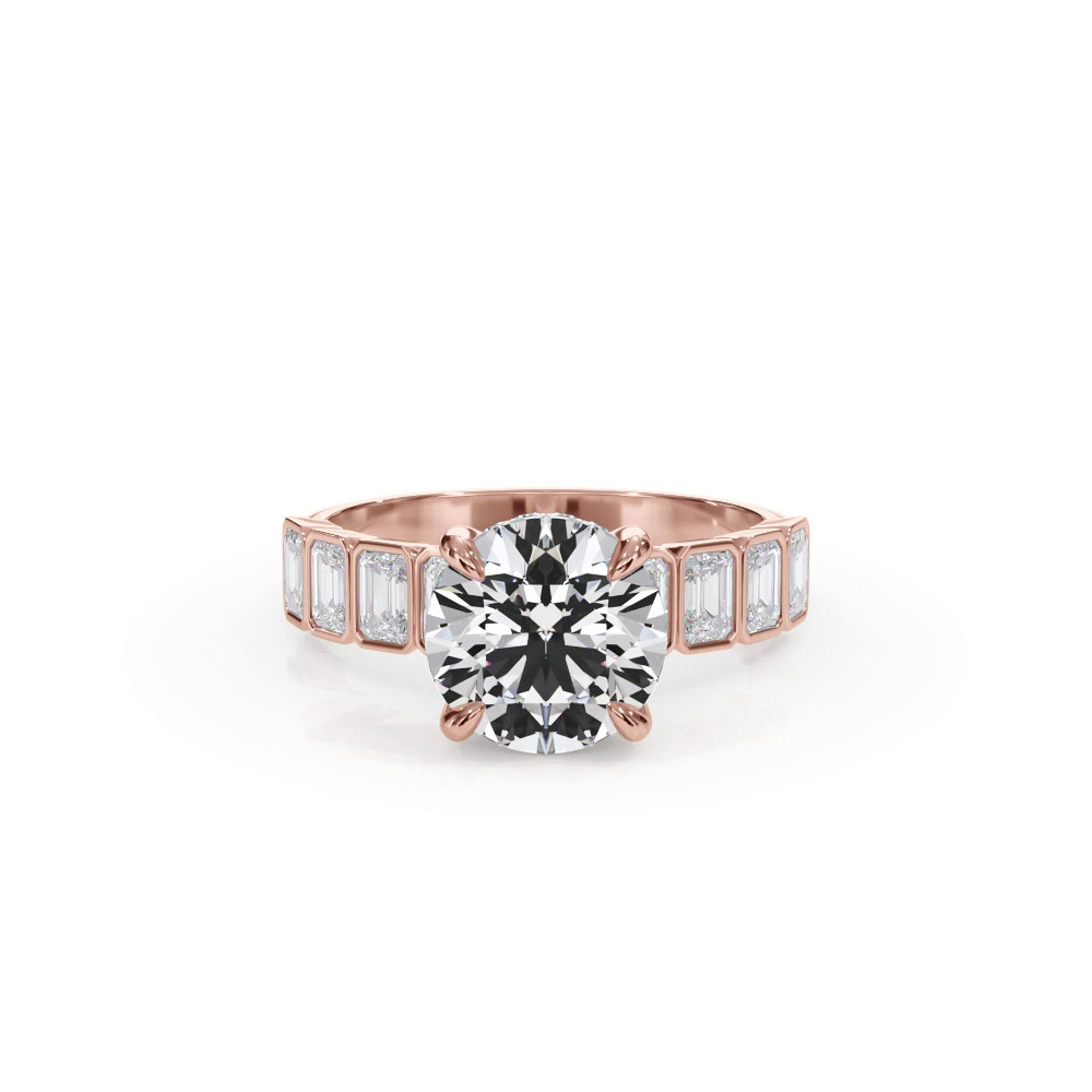 360 degree view of Bellora Emerald-Cut Bezel Hidden Halo Engagement Ring