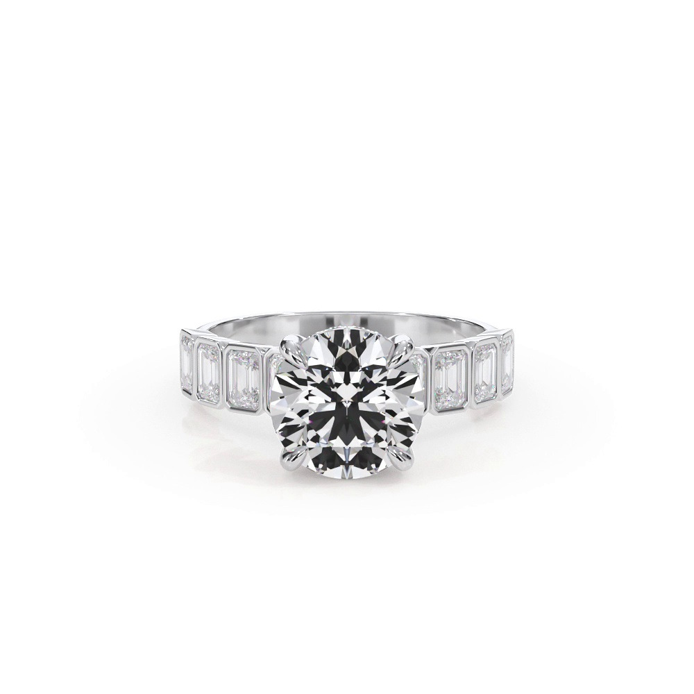 360 degree view of Bellora Lab Emerald-Cut Bezel Hidden Halo Engagement Ring
