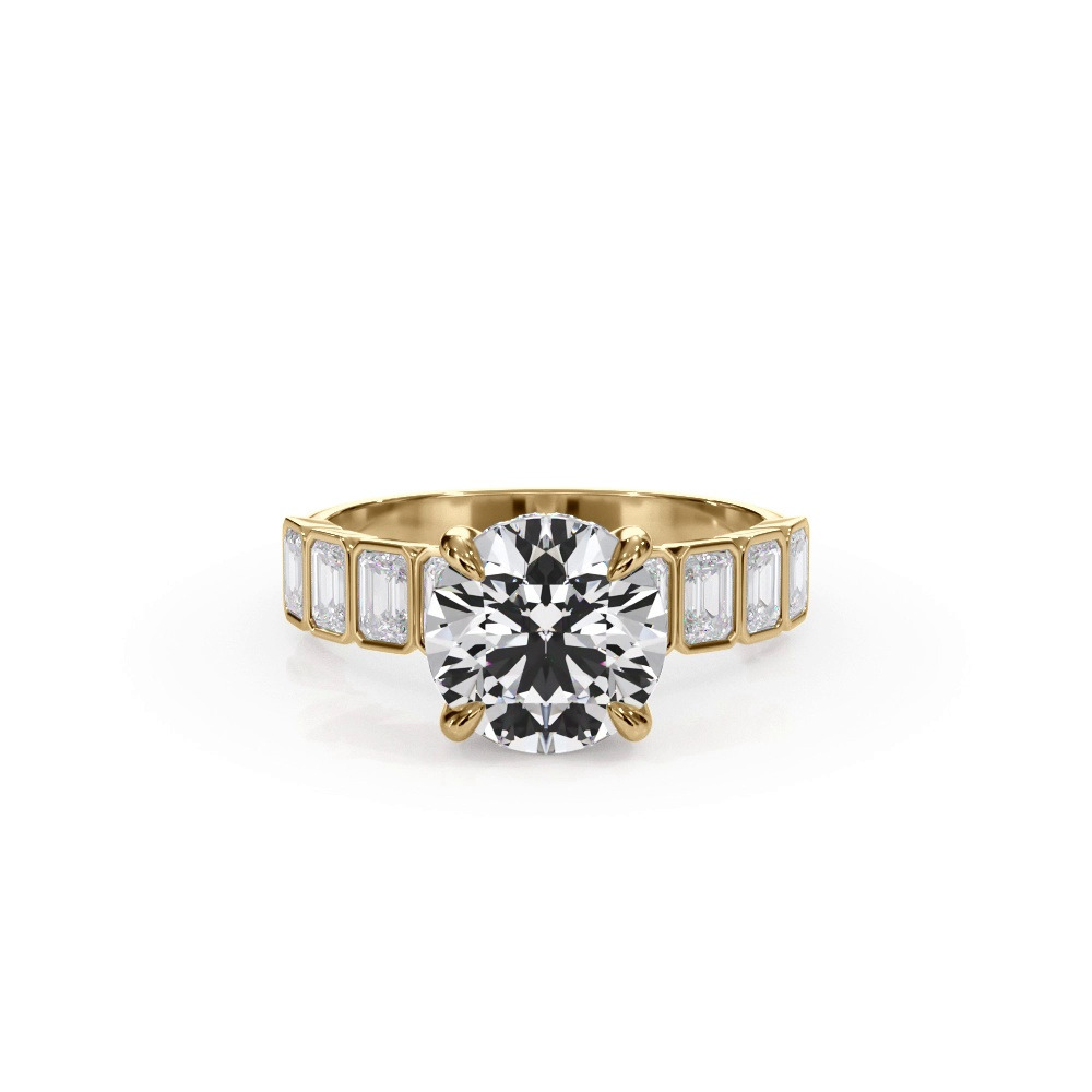 360 degree view of Bellora Emerald-Cut Bezel Hidden Halo Engagement Ring