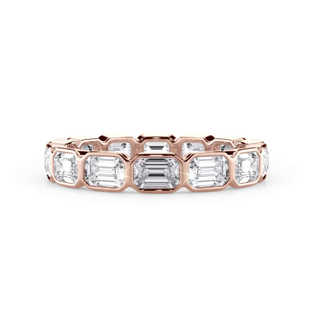 360 degree view of Bellora East-West Emerald-Cut Lab Bezel Band