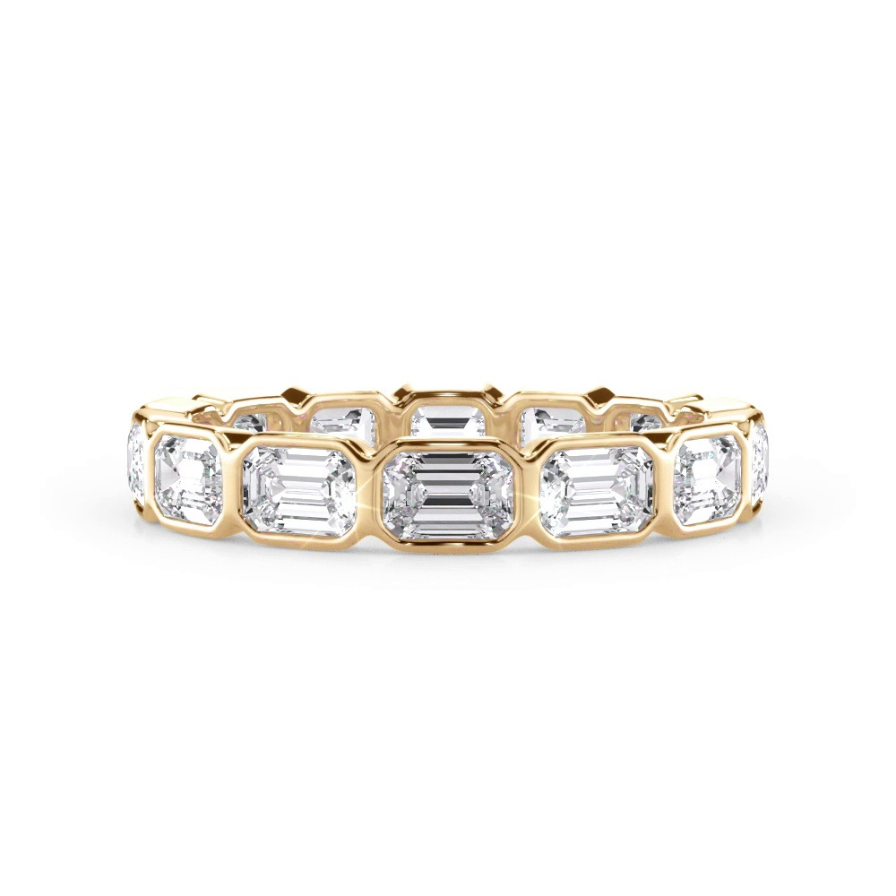 360 degree view of Bellora East-West Emerald-Cut Lab Bezel Band