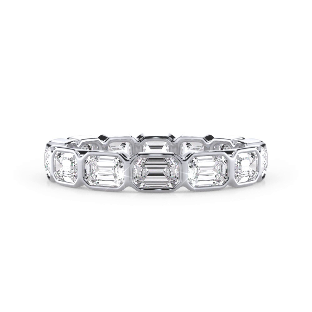 360 degree view of Bellora East-West Emerald-Cut Lab Bezel Band