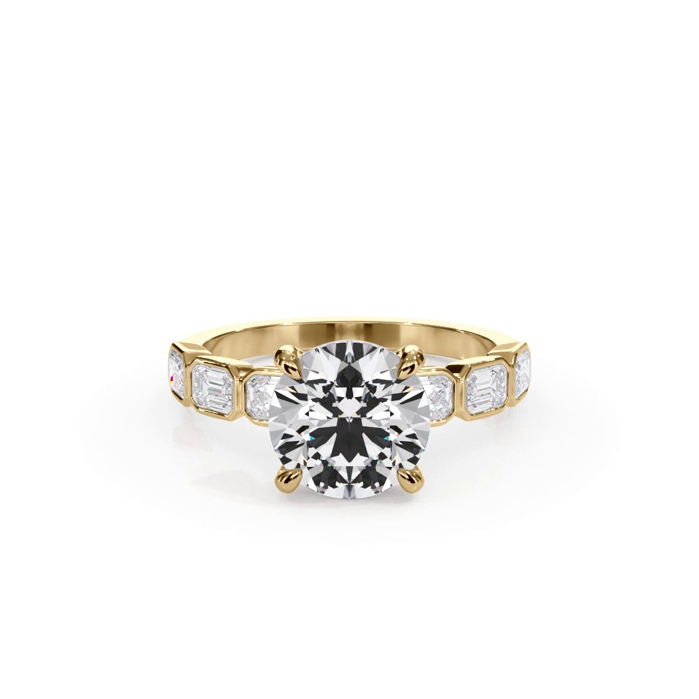 360 degree view of Bellora East-West Emerald-Cut Lab Bezel Engagement Ring