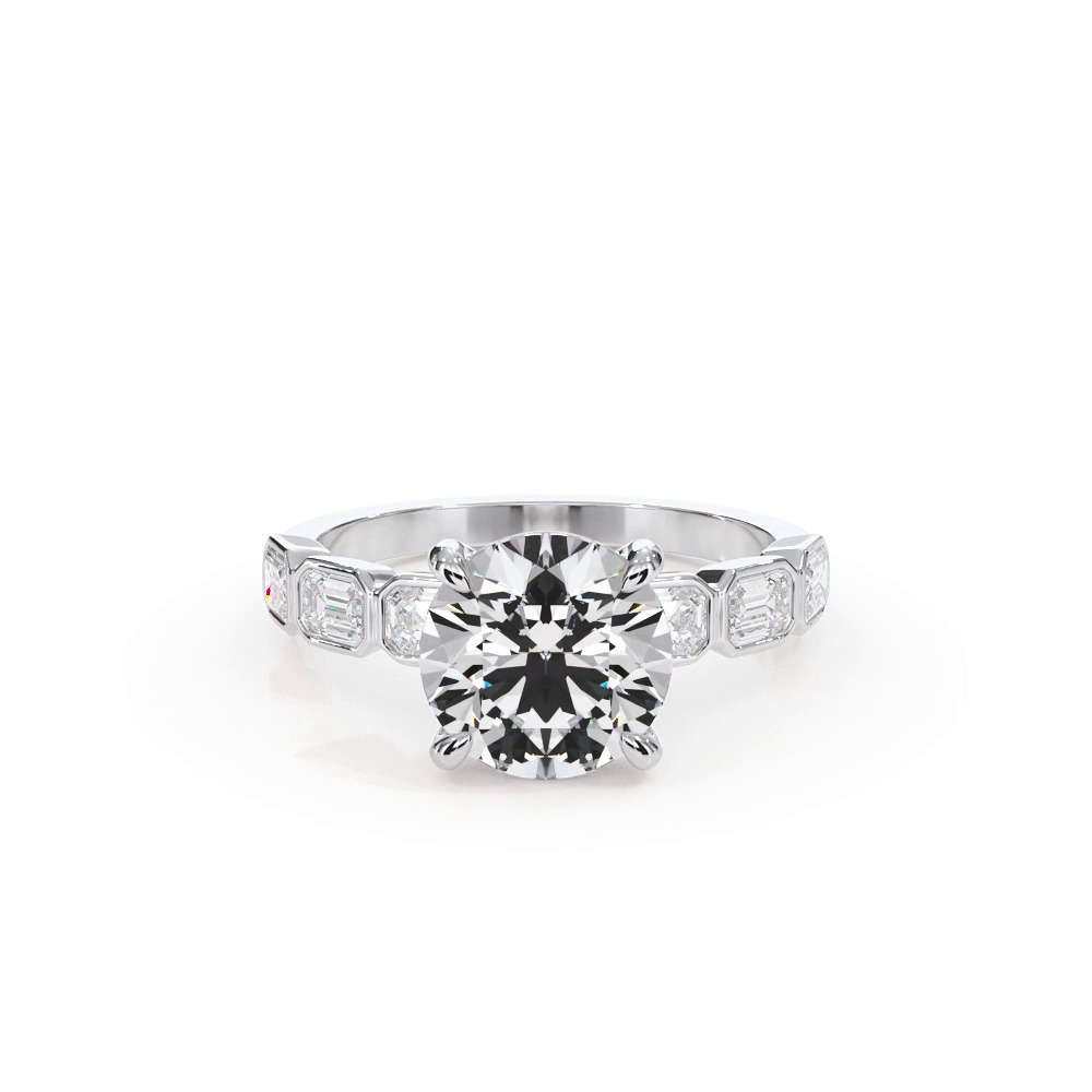 360 degree view of Bellora East-West Emerald-Cut Lab Bezel Engagement Ring