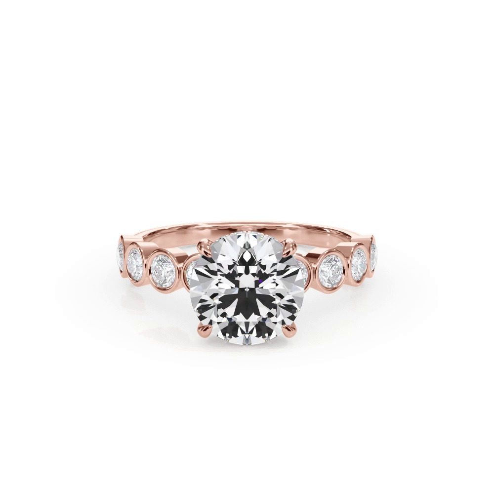 360 degree view of Bellora Round Diamond Bezel Hidden Halo Engagement Ring