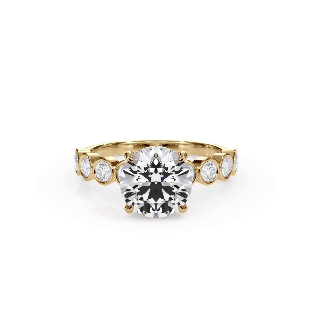 360 degree view of Bellora Round Diamond Bezel Hidden Halo Engagement Ring