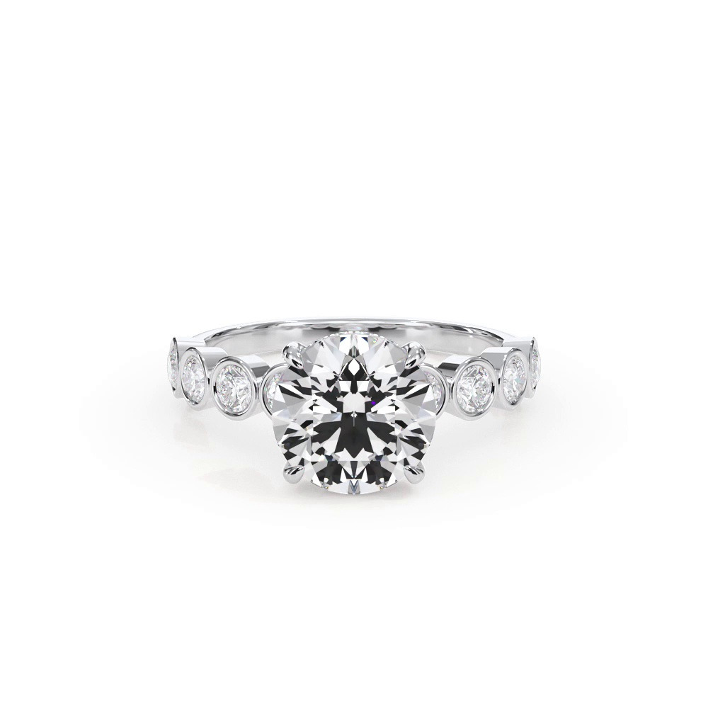 360 degree view of Bellora Round Diamond Bezel Hidden Halo Engagement Ring