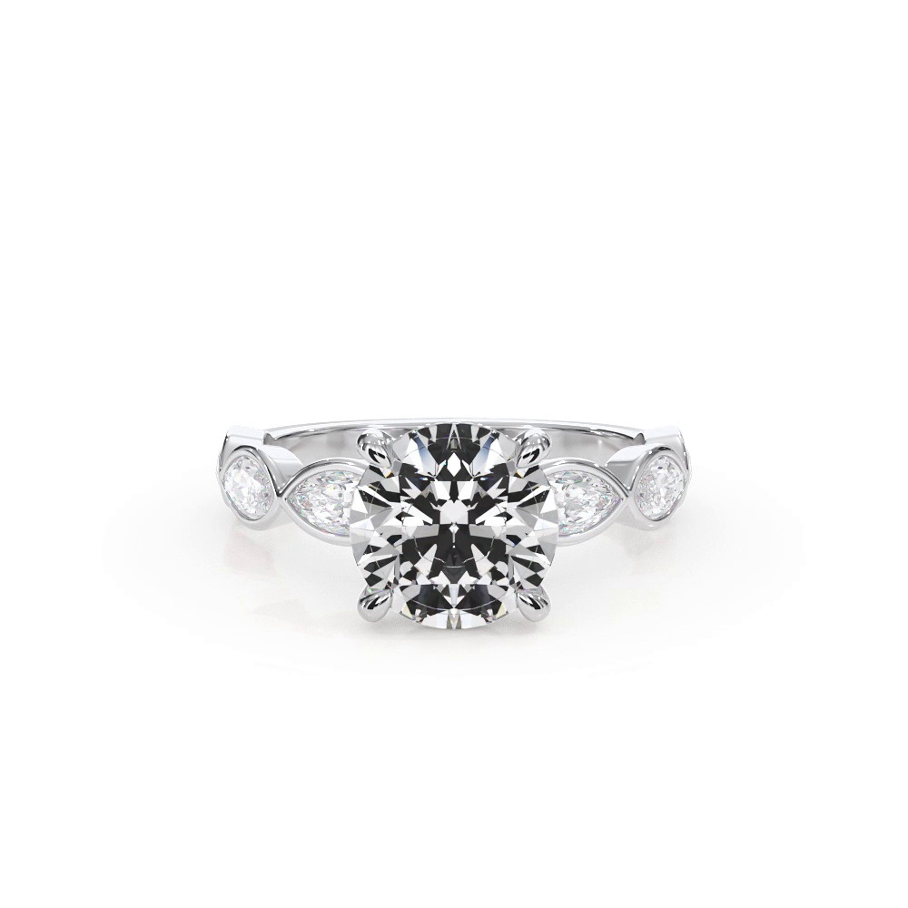 360 degree view of Bellora Lab Marquise Bezel Hidden Halo Engagement Ring