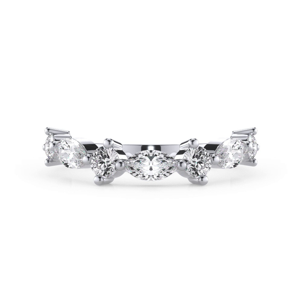 360 degree view of Matae Round And Marquise Lab Diamond Curved Band