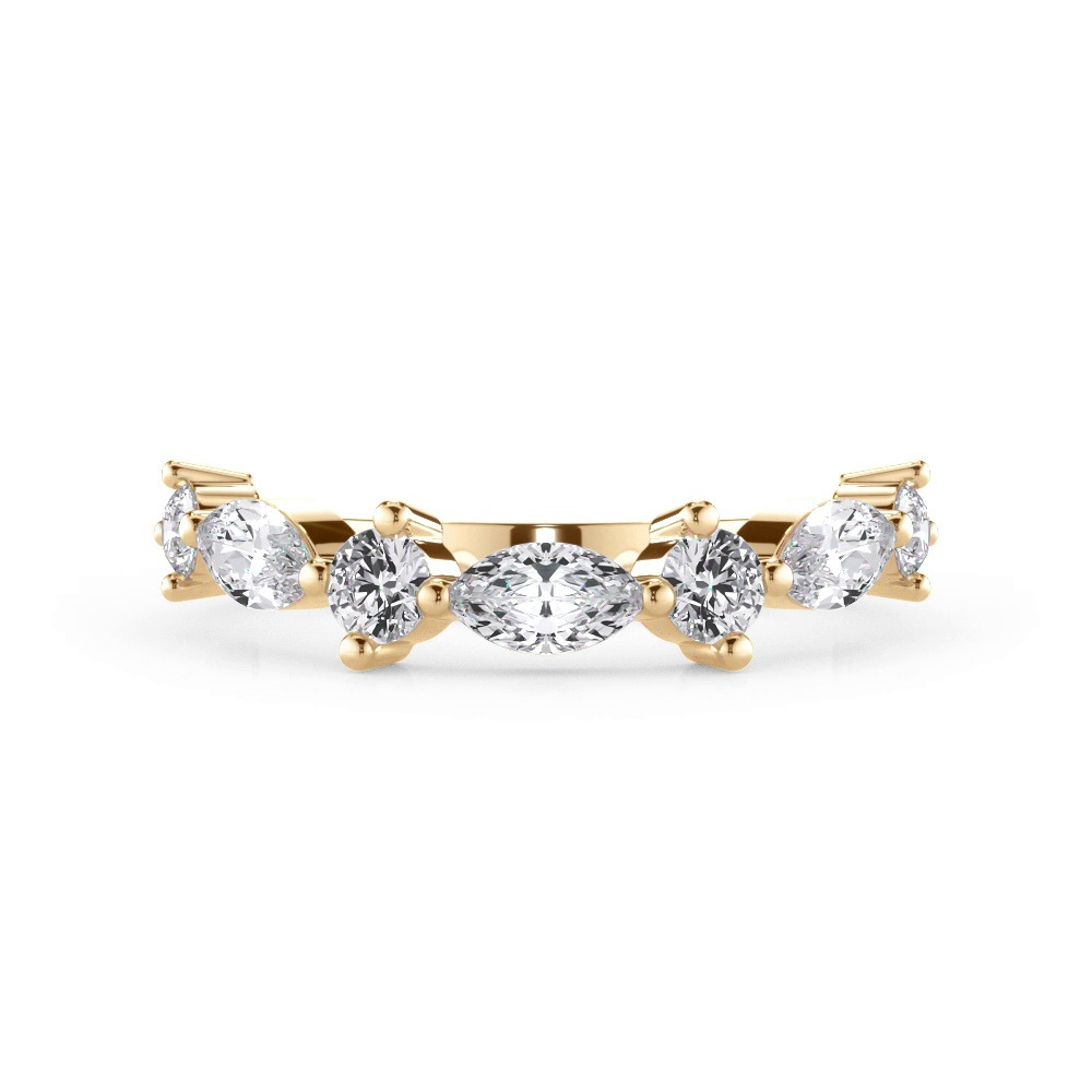 360 degree view of Matae Round And Marquise Lab Diamond Curved Band