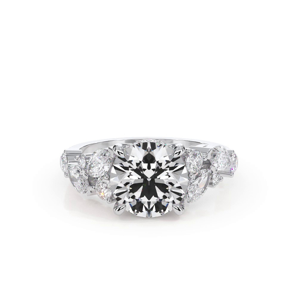 360 degree view of Matae Scattered Diamond With Hidden Halo Engagement Ring
