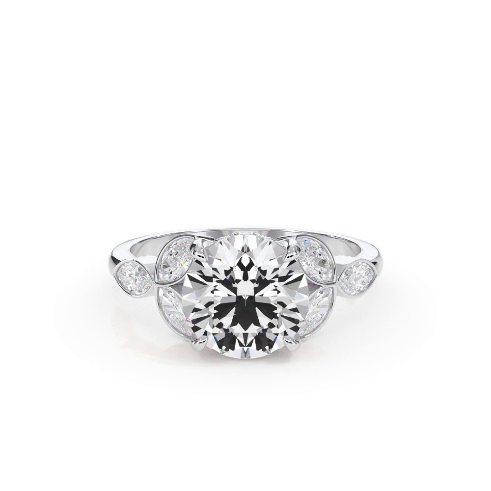360 degree view of Bellora Trio Marquise Lab Bezel Engagement Ring