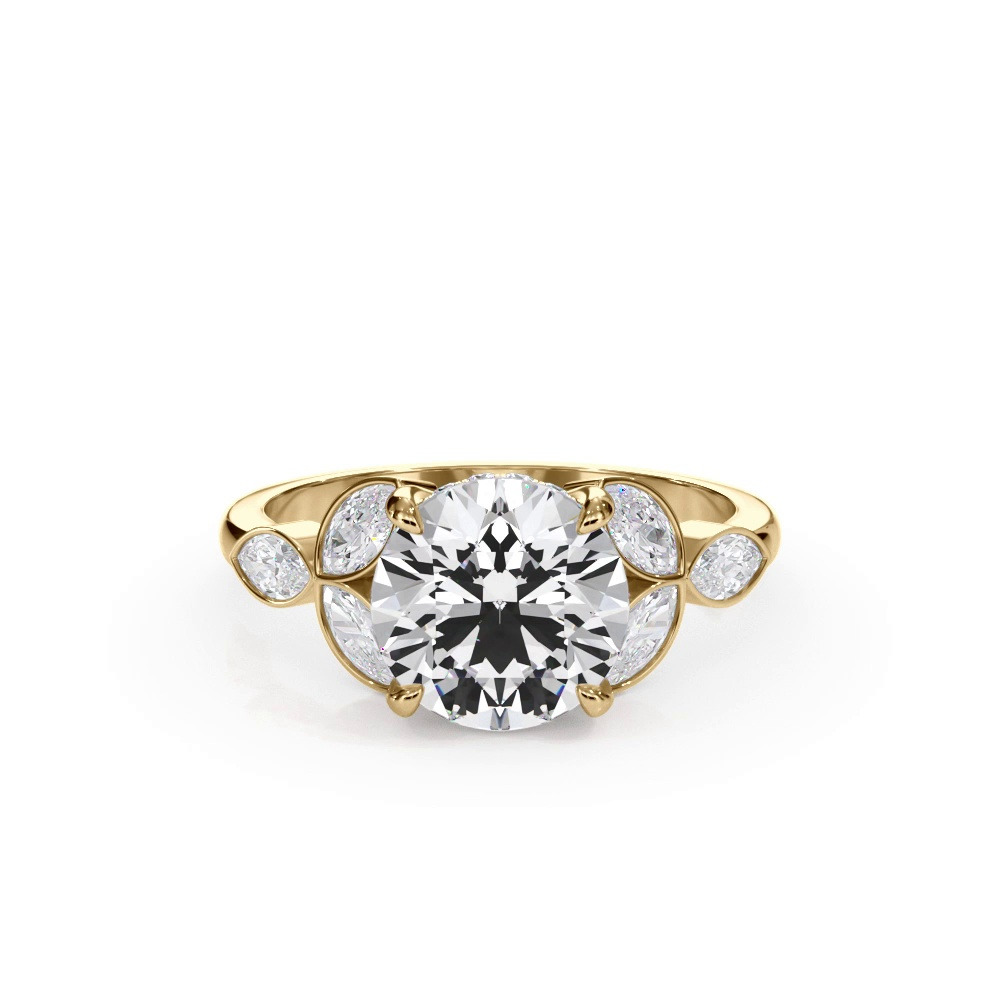 360 degree view of Bellora Trio Marquise Lab Bezel Engagement Ring