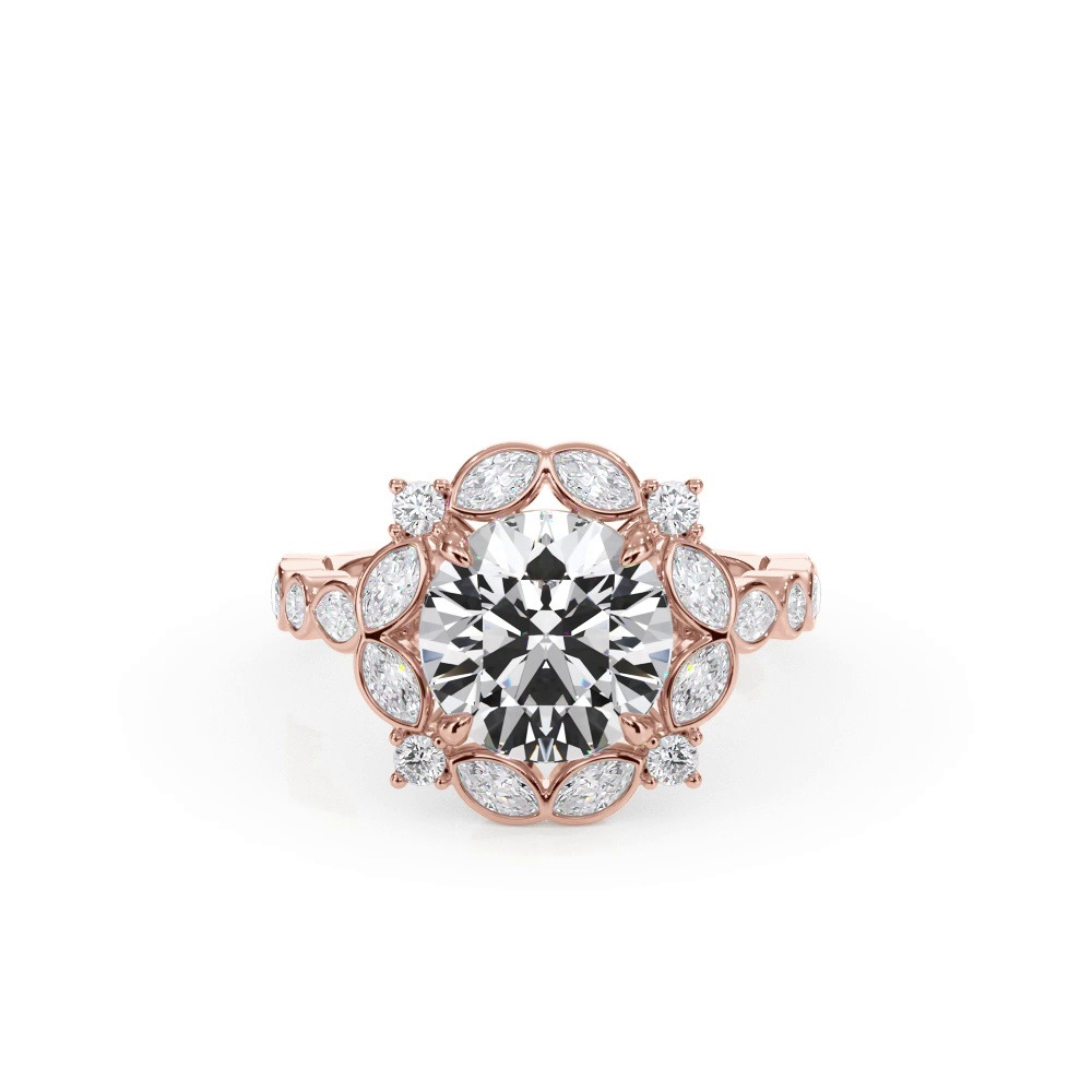 360 degree view of Luminaria Bezel Marquise Halo Ring