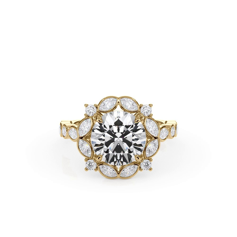 360 degree view of Luminaria Bezel Marquise Lab Halo Ring