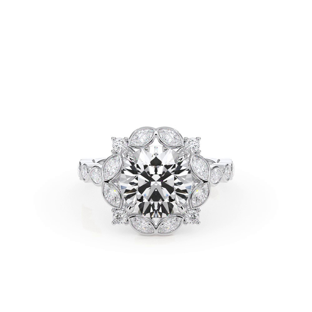 360 degree view of Luminaria Bezel Marquise Halo Ring
