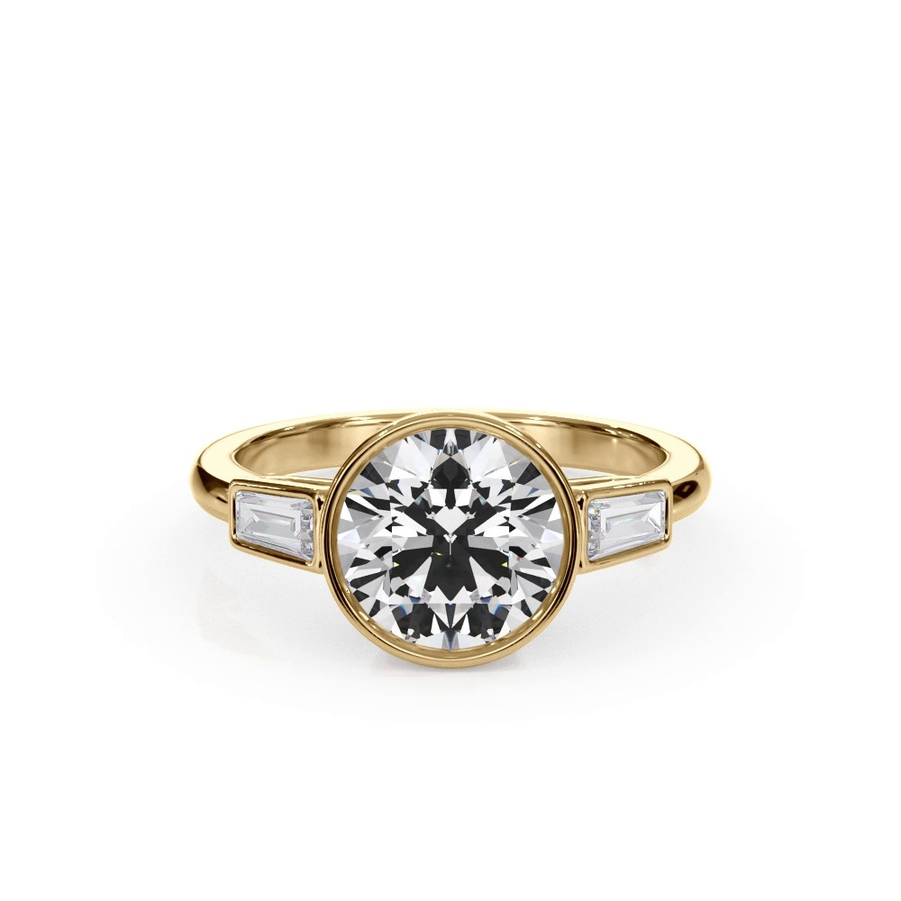 360 degree view of Bellora Bezel-Set Tapered Baguette Engagement Ring